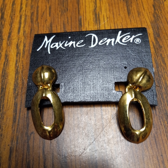 New With Tag Maxine Denker Clip On Brass Earrings. - Picture 1 of 3